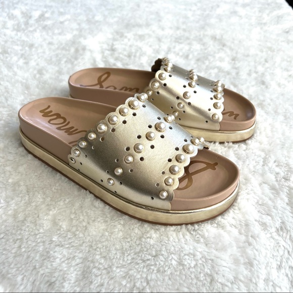 Sam Edelman Sera Slide Jute Metallic Leather Slip On Sandal - Picture 7 of 16